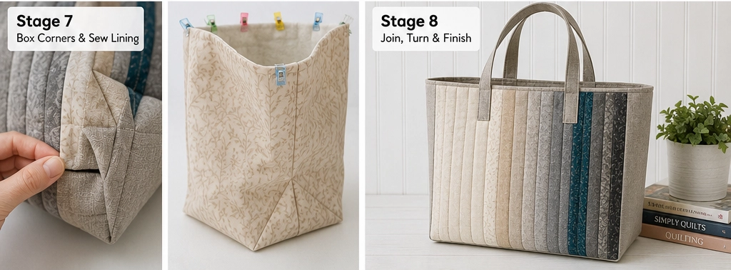 Elegant Neutral Jelly Roll Quilt Tote Bags for Minimalist Everyday Carry