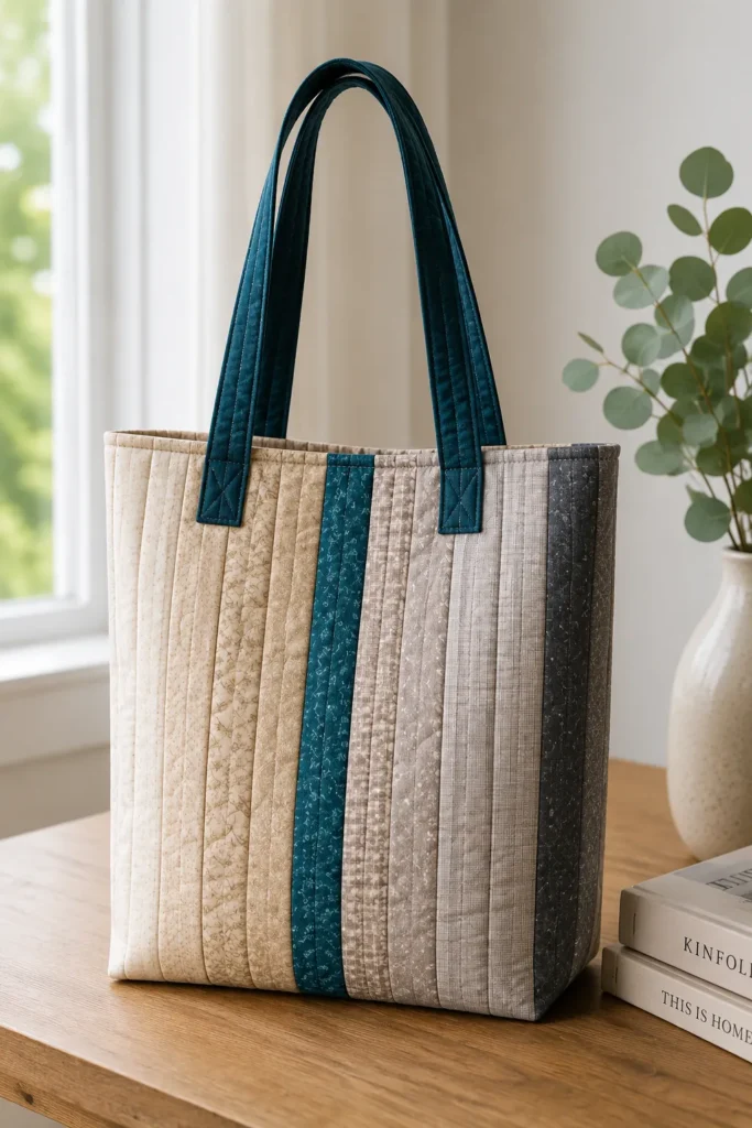 Elegant Neutral Jelly Roll Quilt Tote Bags for Minimalist Everyday Carry