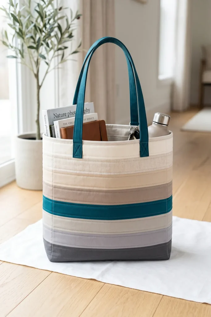 Elegant Neutral Jelly Roll Quilt Tote Bags for Minimalist Everyday Carry