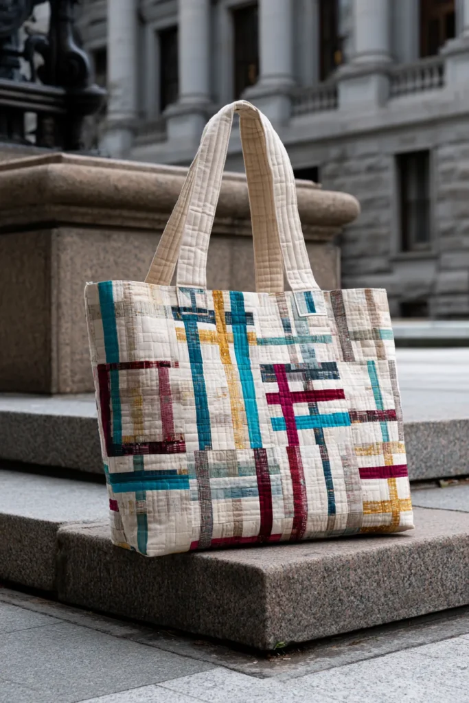 Elegant Neutral Jelly Roll Quilt Tote Bags for Minimalist Everyday Carry