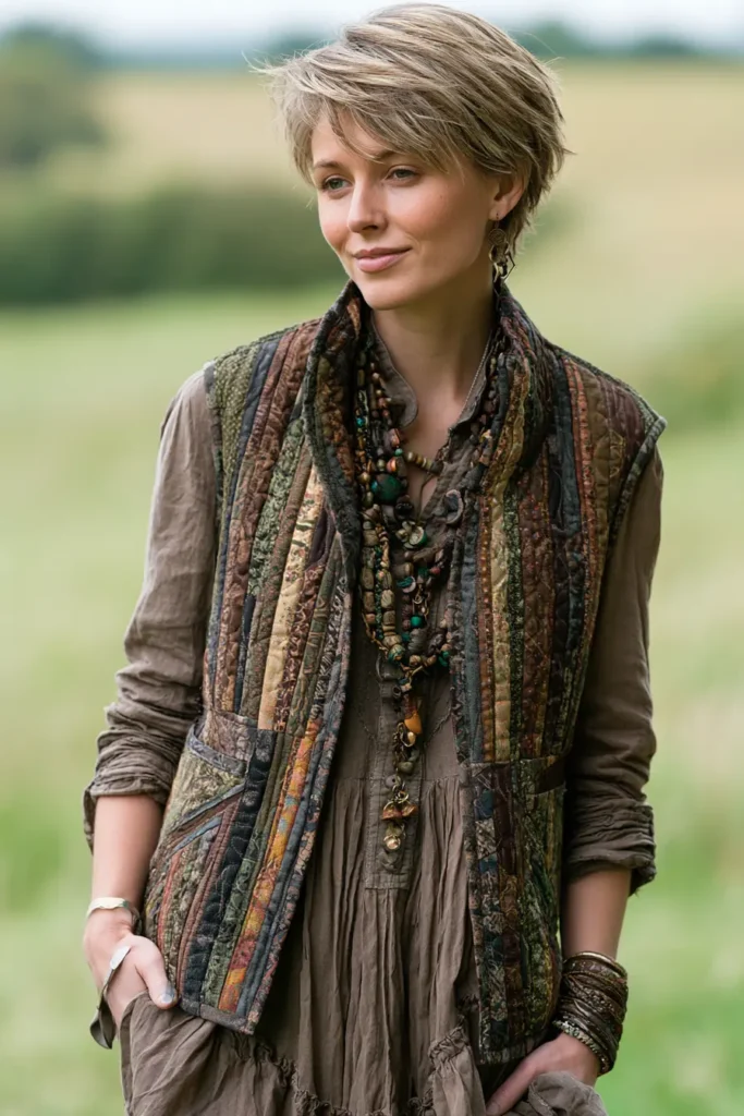 Elegant Tailored Jelly Roll Quilted Vests for Versatile Wardrobe Styling