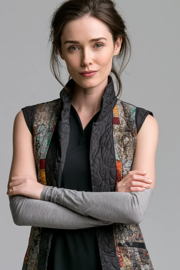 Elegant Tailored Jelly Roll Quilted Vests for Versatile Wardrobe Styling