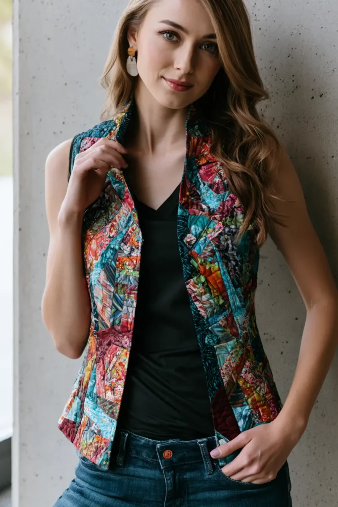 Elegant Tailored Jelly Roll Quilted Vests for Versatile Wardrobe Styling