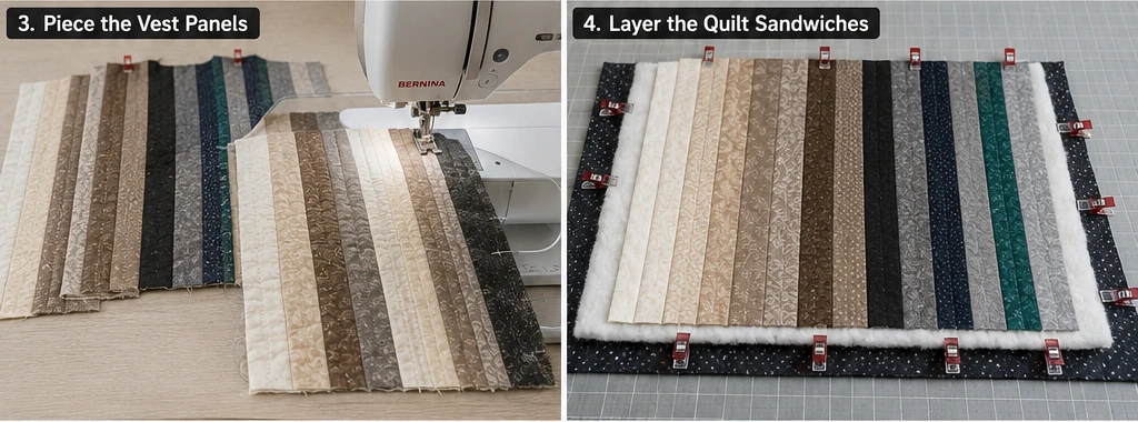 Elegant Tailored Jelly Roll Quilted Vests for Versatile Wardrobe Styling