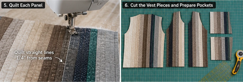 Elegant Tailored Jelly Roll Quilted Vests for Versatile Wardrobe Styling