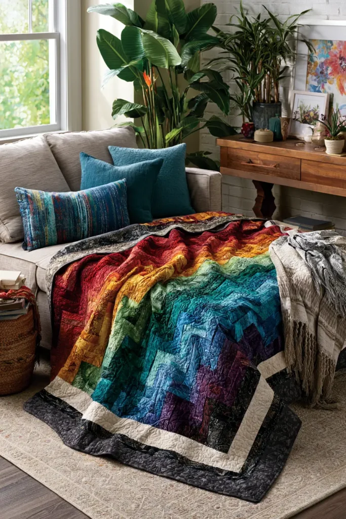 Geometric Flame Stitch Bargello Accents for Chic, Layered Home Decor