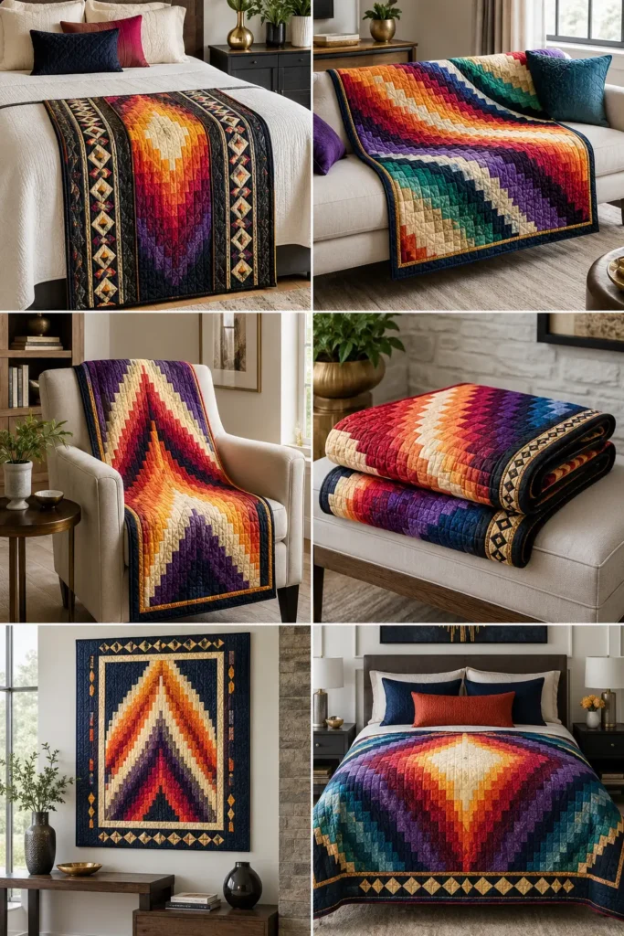 Geometric Flame Stitch Bargello Accents for Chic, Layered Home Decor