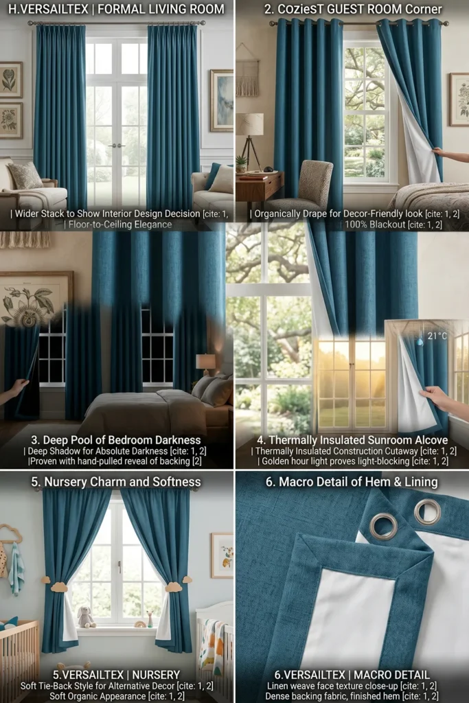 H.VERSAILTEX 100% Blackout Linen Textured Curtains