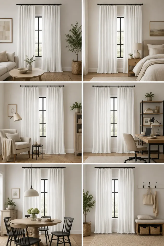 Joydeco Faux Linen Curtains 96 Inches