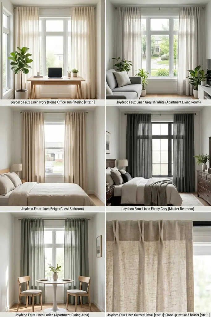 Joydeco Faux Linen Curtains 96 Inches
