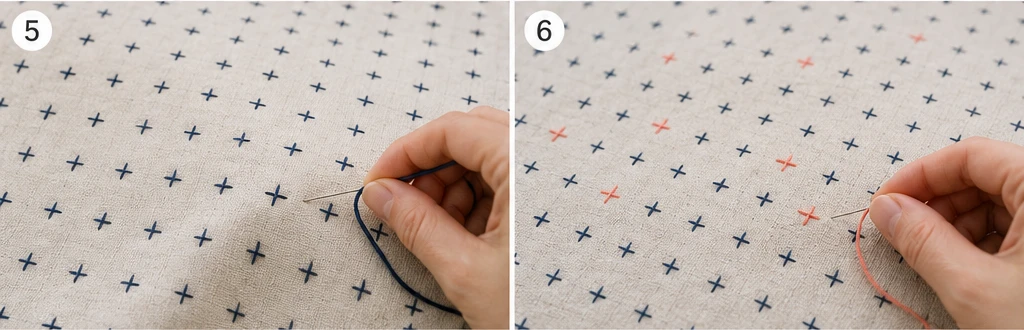 Juji Cross Sashiko Bed Covers for Subtle Geometric Detail