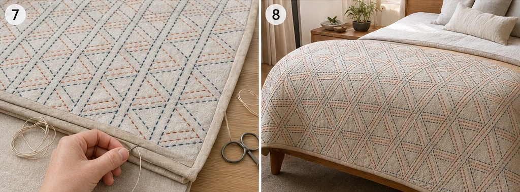 Kagome Basket Weave Sashiko Quilts for Textured Comfort