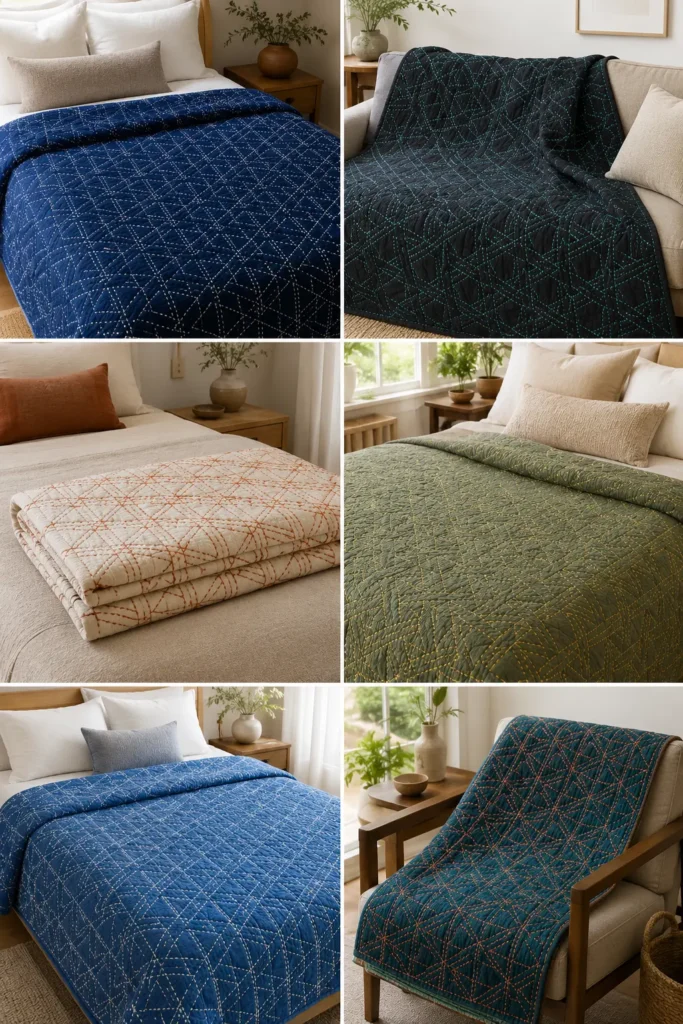 Kagome Basket Weave Sashiko Quilts for Textured Comfort
