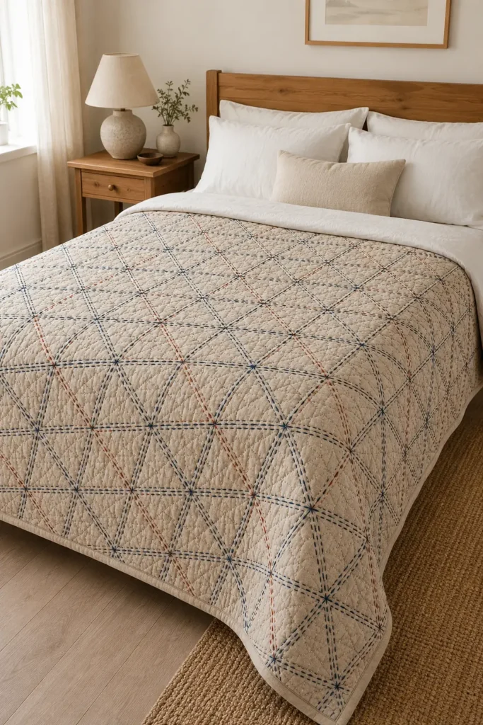 Kagome Basket Weave Sashiko Quilts for Textured Comfort