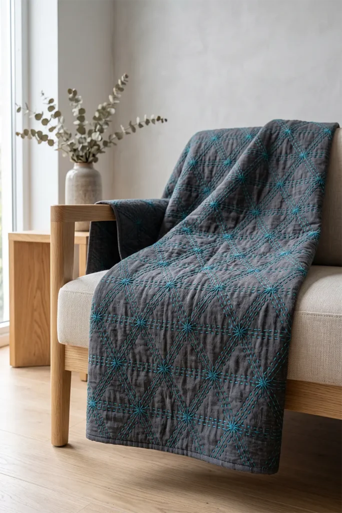 Kagome Basket Weave Sashiko Quilts for Textured Comfort