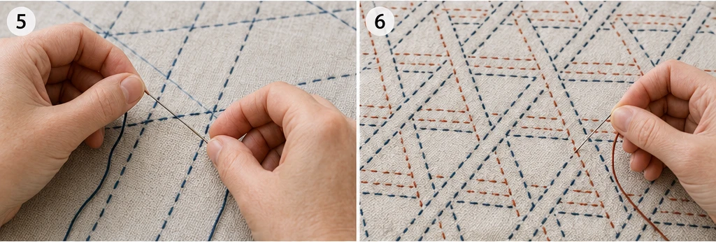 Kagome Basket Weave Sashiko Quilts for Textured Comfort