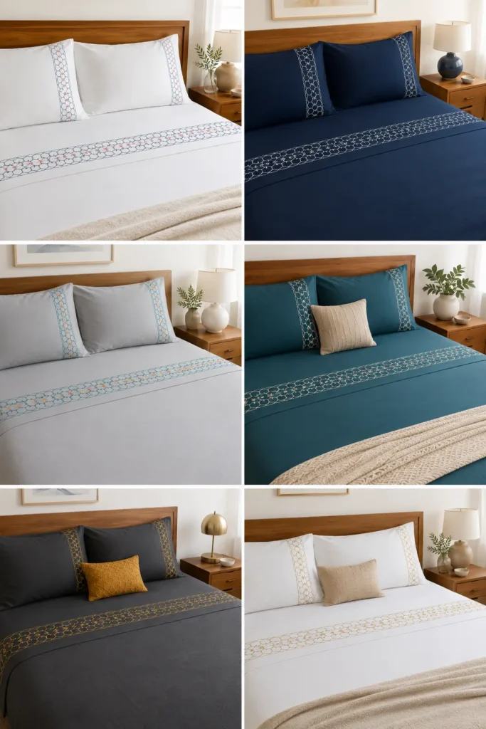 Kikkō Tortoise Shell Sashiko Bed Sheets for Stylish Bedrooms