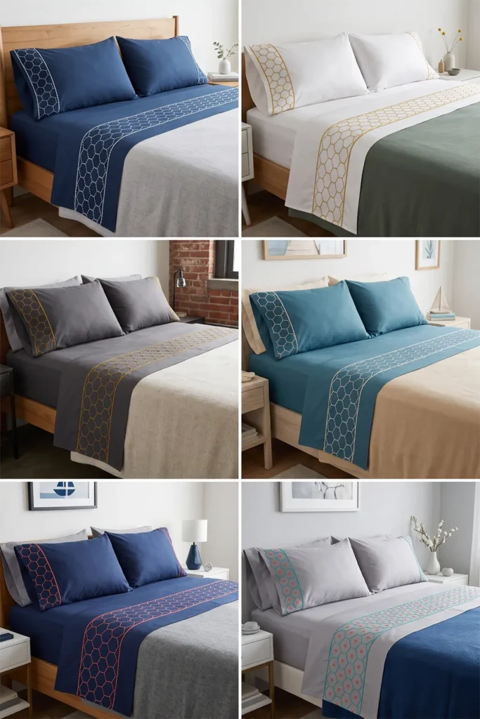 Kikkō Tortoise Shell Sashiko Bed Sheets for Stylish Bedrooms
