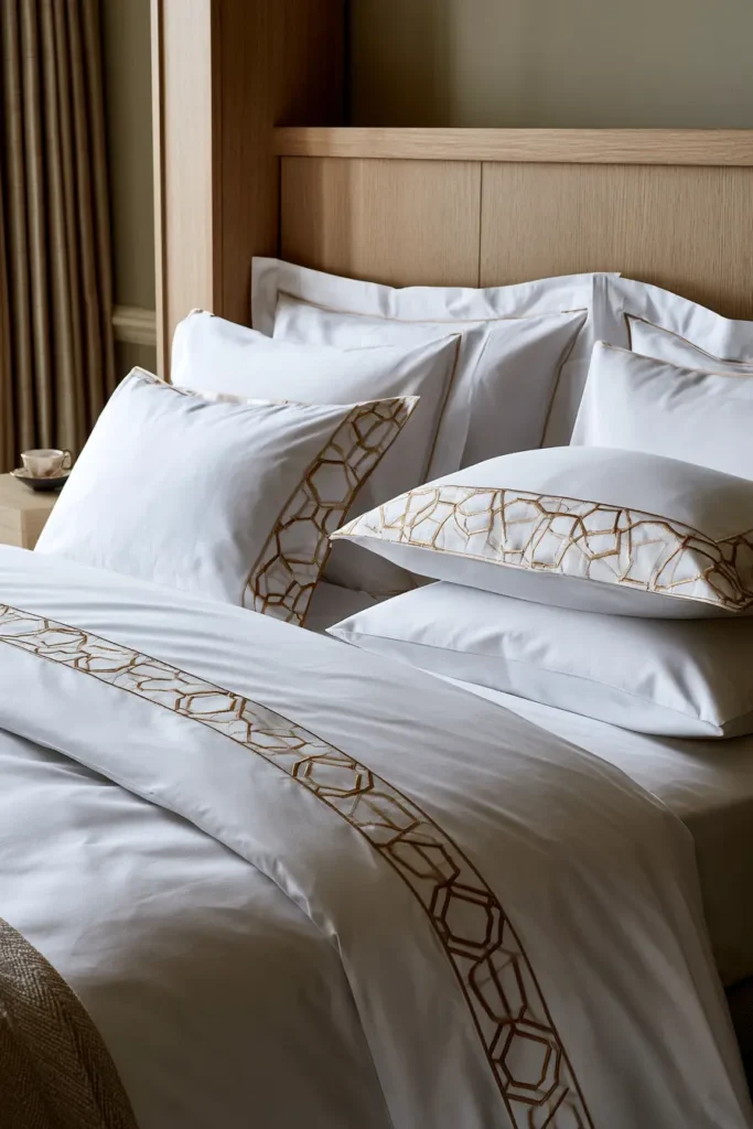 Kikkō Tortoise Shell Sashiko Bed Sheets for Stylish Bedrooms