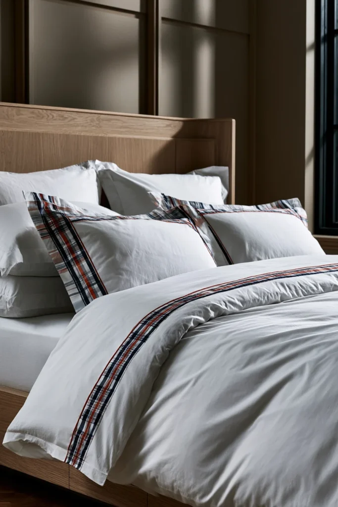 Kōshi Checkered Sashiko Bed Sheets for Sophisticated Sleep Spaces