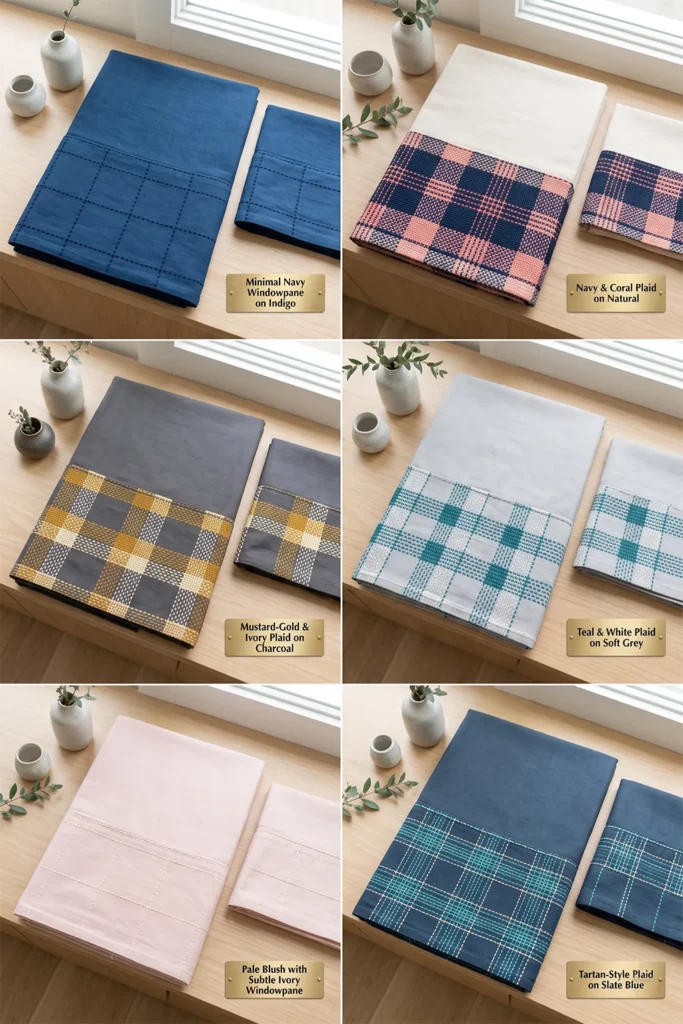 Kōshi Checkered Sashiko Bed Sheets for Sophisticated Sleep Spaces