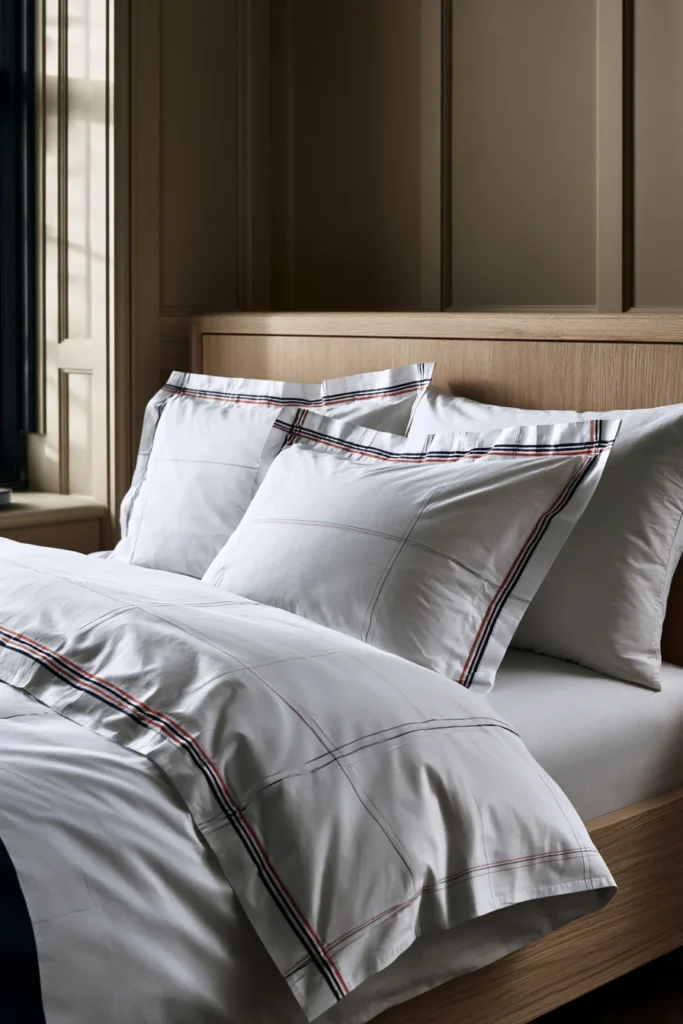 Kōshi Checkered Sashiko Bed Sheets for Sophisticated Sleep Spaces