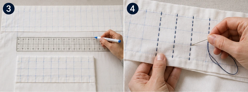 Kōshi Checkered Sashiko Bed Sheets for Sophisticated Sleep Spaces