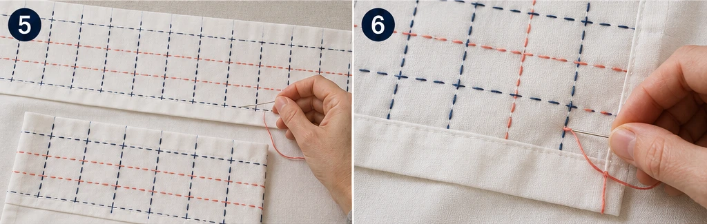 Kōshi Checkered Sashiko Bed Sheets for Sophisticated Sleep Spaces