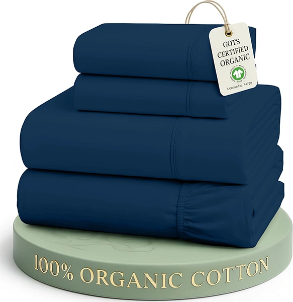 LANE LINEN Organic Cotton Percale Sheet Set