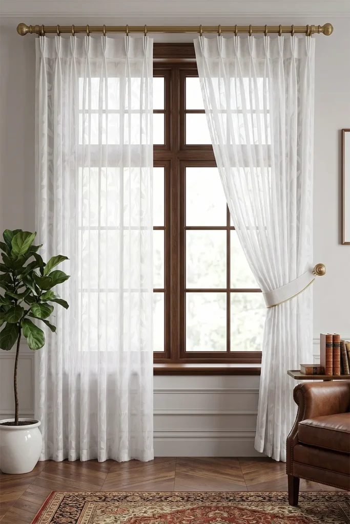 Lecloud Jacquard Pinch-Pleat Sheer