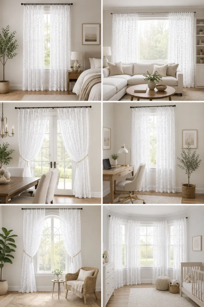 Lecloud Jacquard Pinch-Pleat Sheer