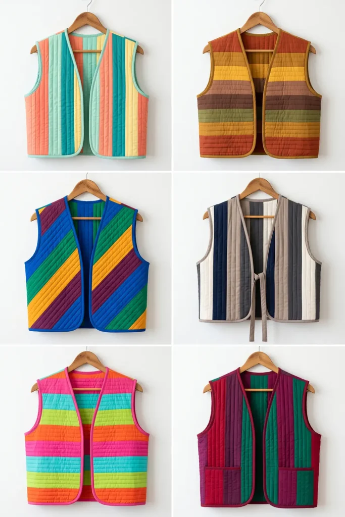 Lightweight Jelly Roll Quilted Vests for Transitional Cozy Comfort