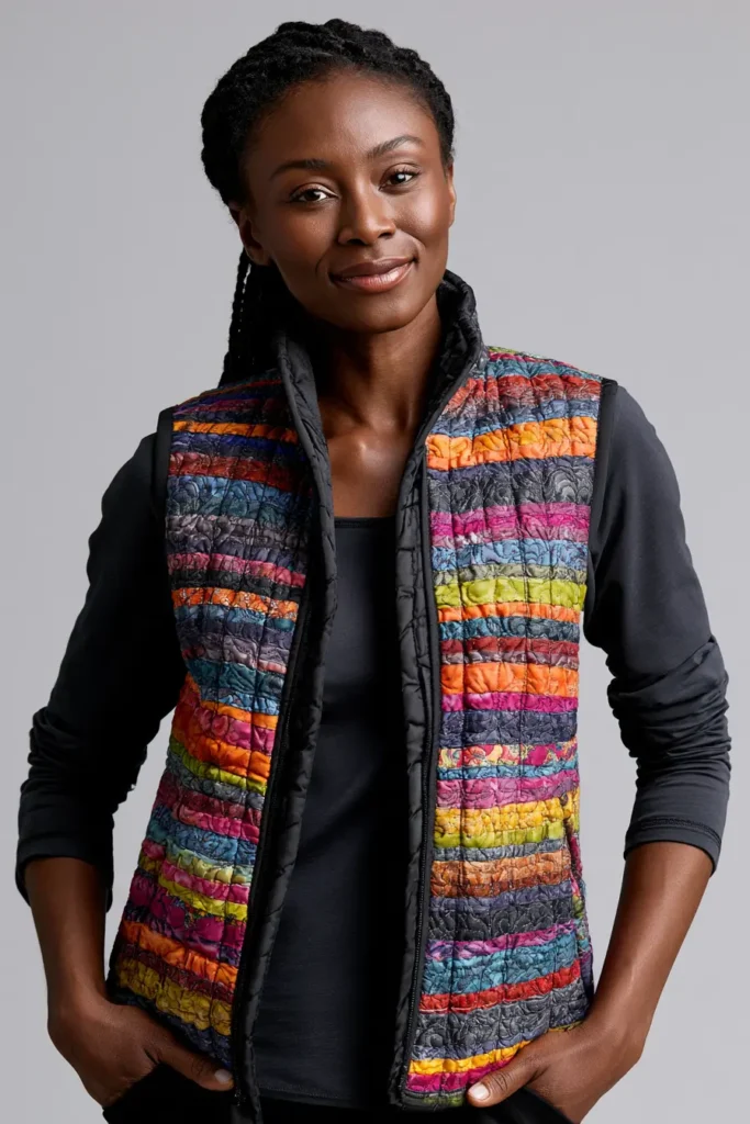 Lightweight Jelly Roll Quilted Vests for Transitional Cozy Comfort