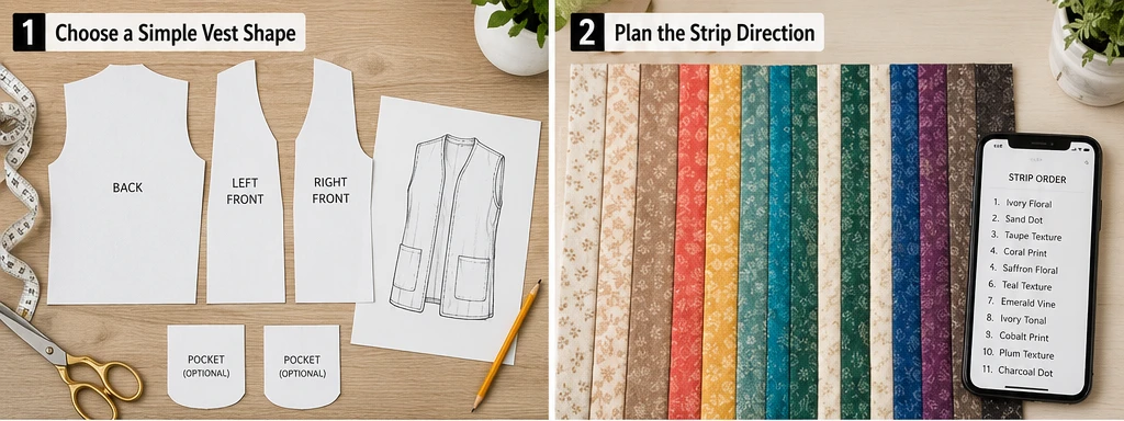 Lightweight Jelly Roll Quilted Vests for Transitional Cozy Comfort