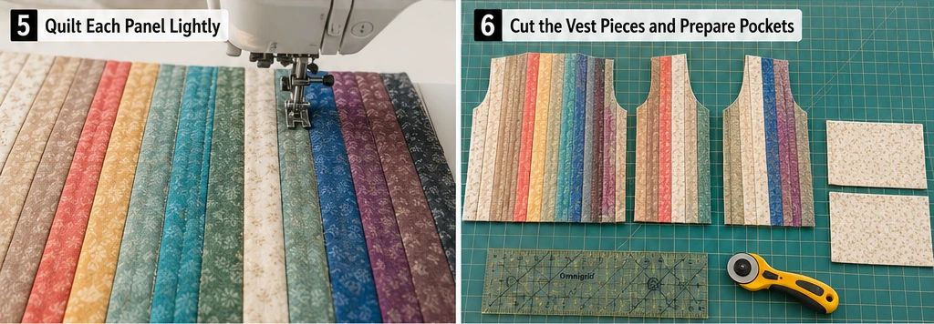 Lightweight Jelly Roll Quilted Vests for Transitional Cozy Comfort