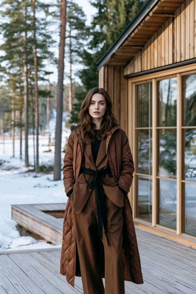 Longline Quilted Coat for Elegant Cold-Weather Layering