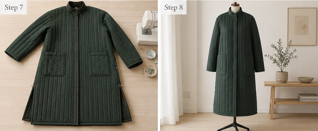 Longline Quilted Coat for Elegant Cold-Weather Layering