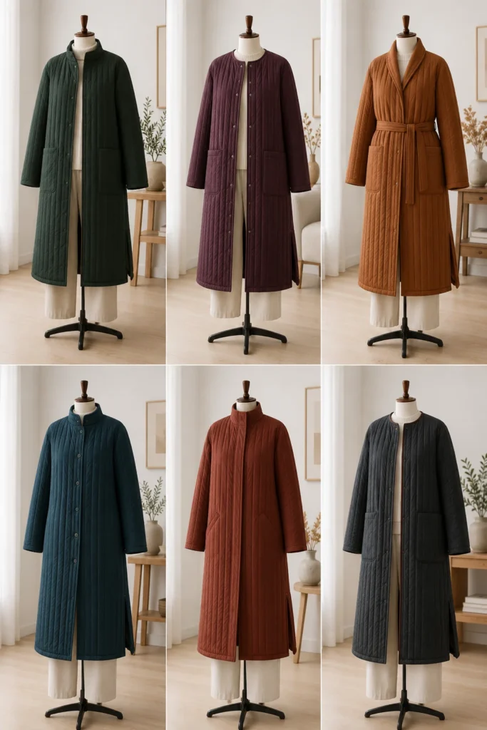 Longline Quilted Coat for Elegant Cold-Weather Layering