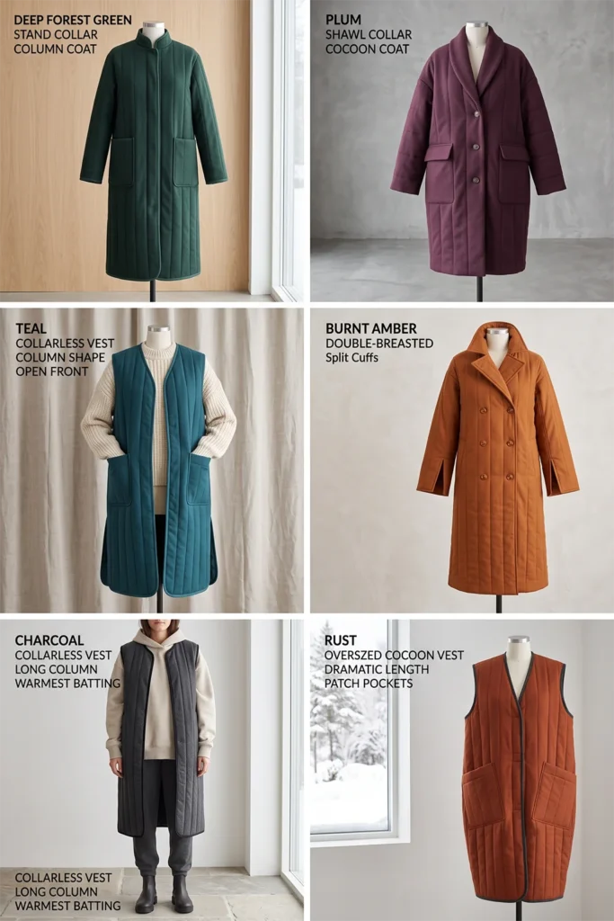 Longline Quilted Coat for Elegant Cold-Weather Layering
