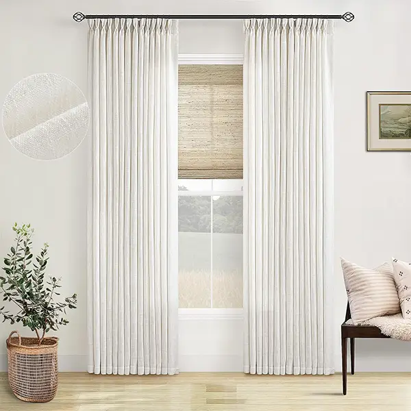 MIULEE Thick Linen Pinch Pleat Curtains 96 Inches