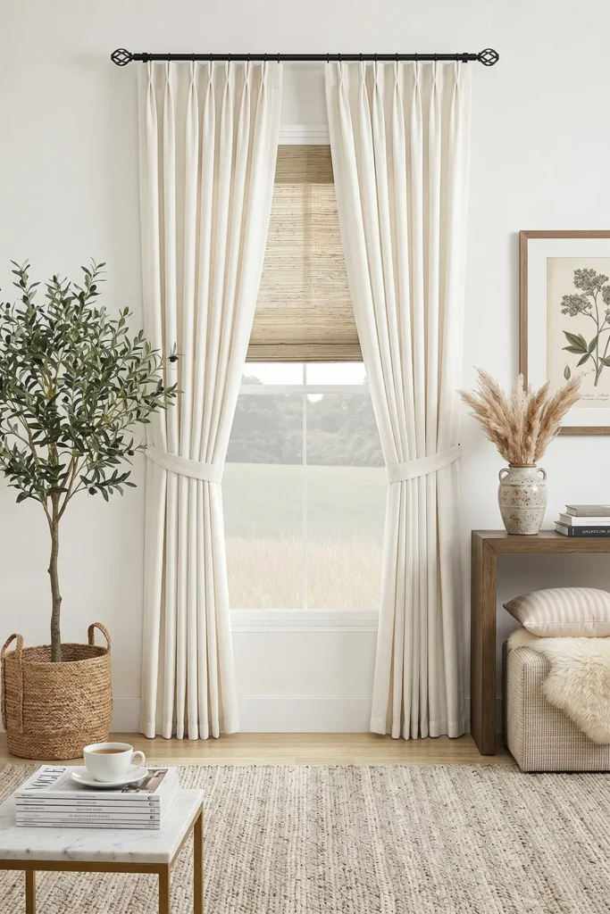 MIULEE Thick Linen Pinch Pleat Curtains 96 Inches