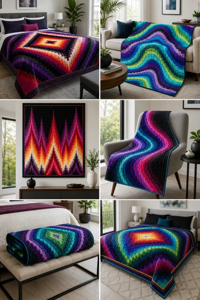 Mesmerizing Optical Illusion Bargello Quilts for Striking Statement Pieces