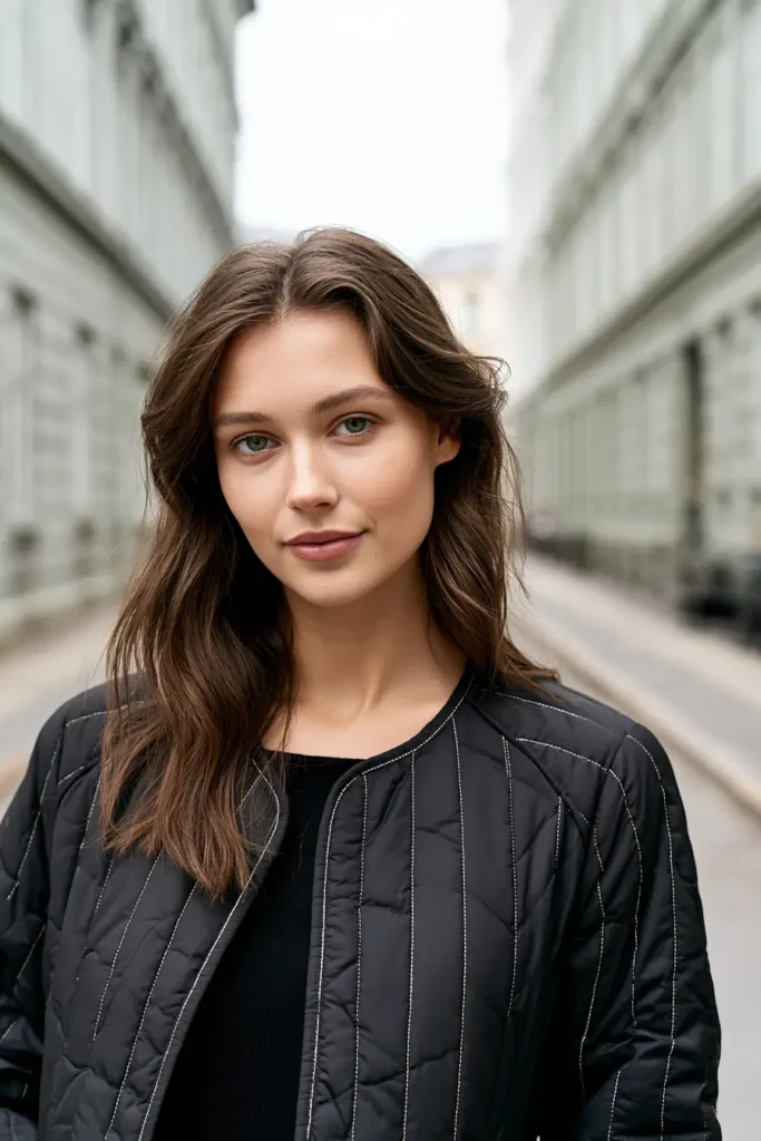 Minimalist Black Quilted Jacket for Timeless Nordic Elegance