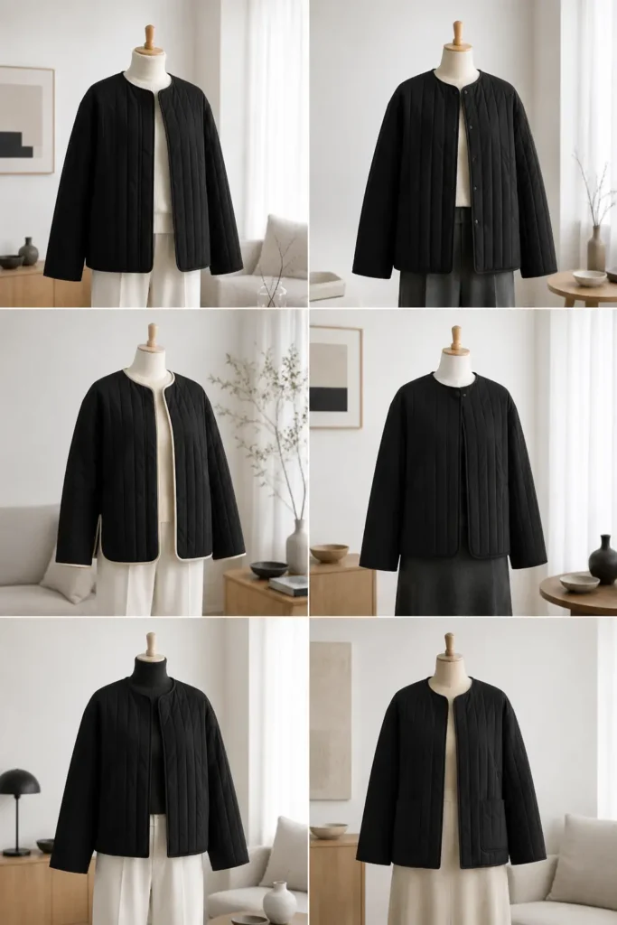 Minimalist Black Quilted Jacket for Timeless Nordic Elegance