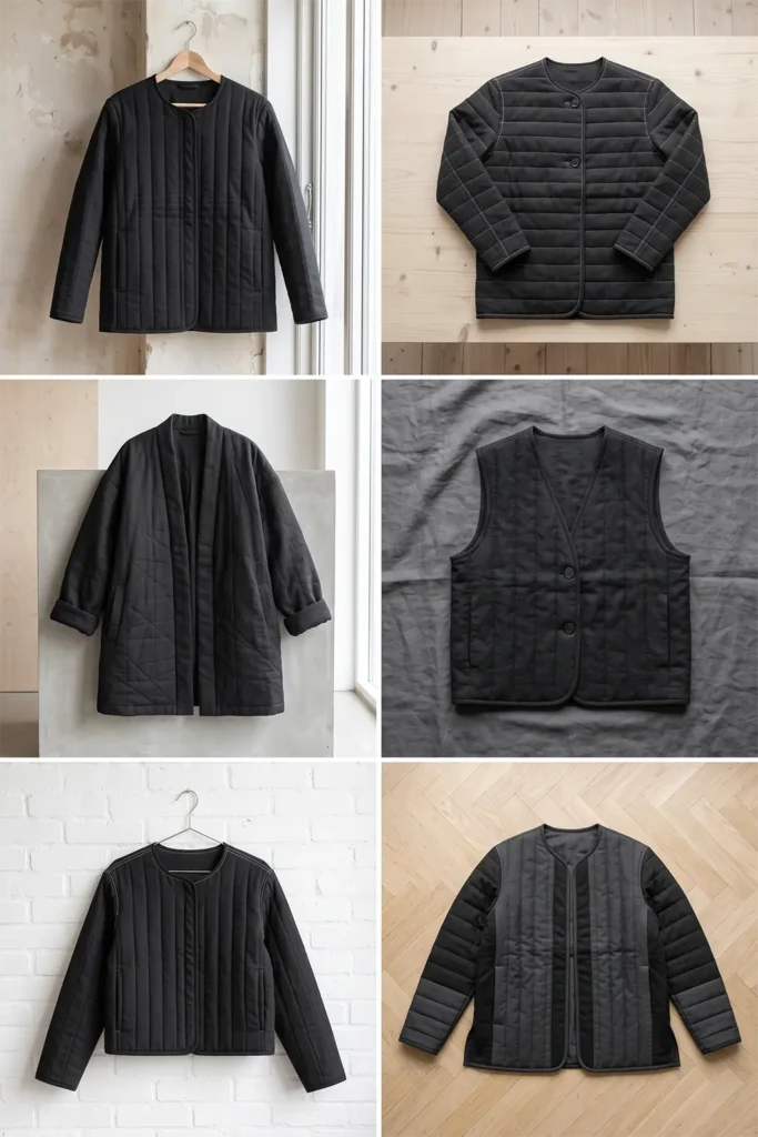 Minimalist Black Quilted Jacket for Timeless Nordic Elegance