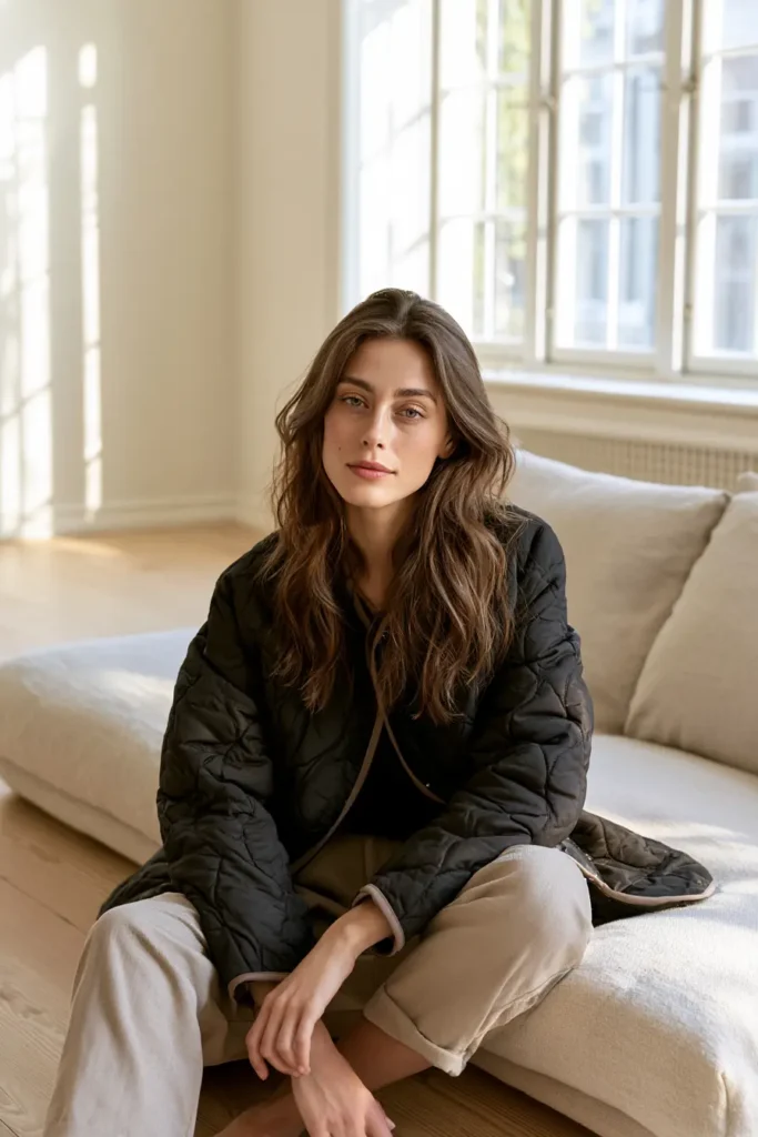 Minimalist Black Quilted Jacket for Timeless Nordic Elegance