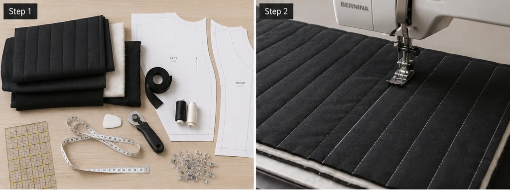 Minimalist Black Quilted Jacket for Timeless Nordic Elegance
