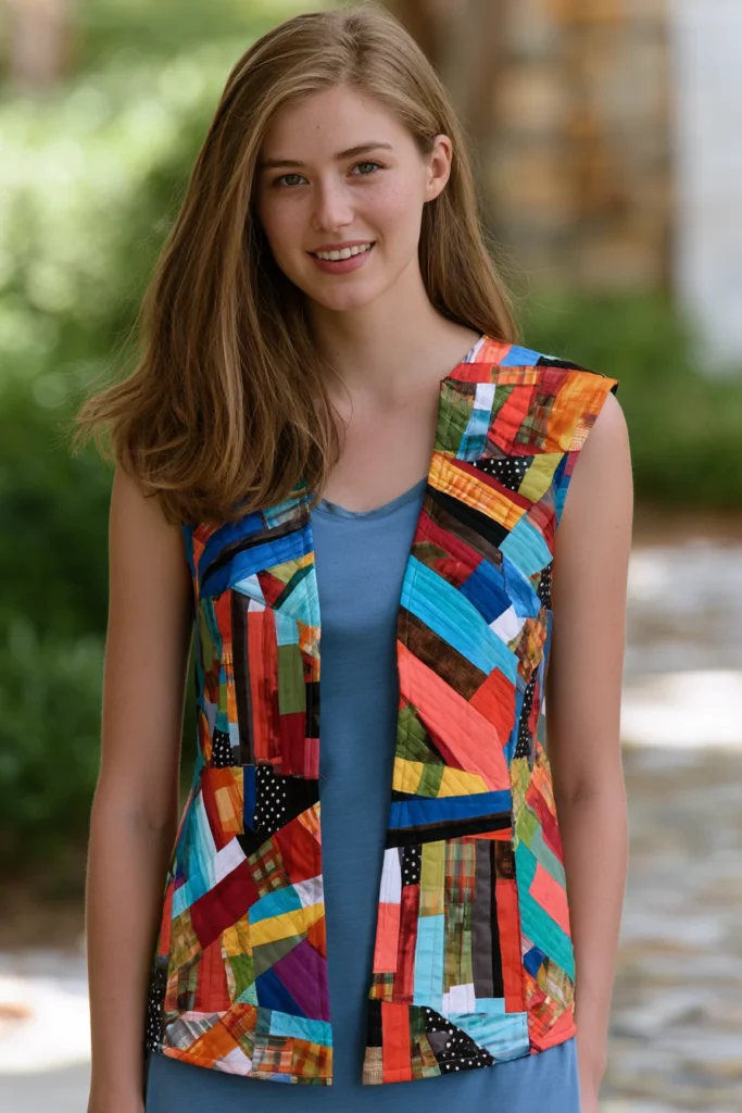 Modern Geometric Jelly Roll Quilted Tops for Unique Wearable Art