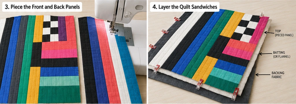 Modern Geometric Jelly Roll Quilted Tops for Unique Wearable Art
