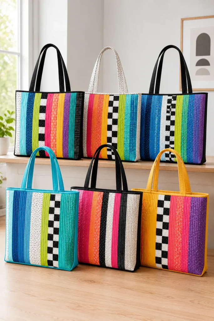 Modern Jelly Roll Patchwork Tote Bag Designs for Creative Fashion